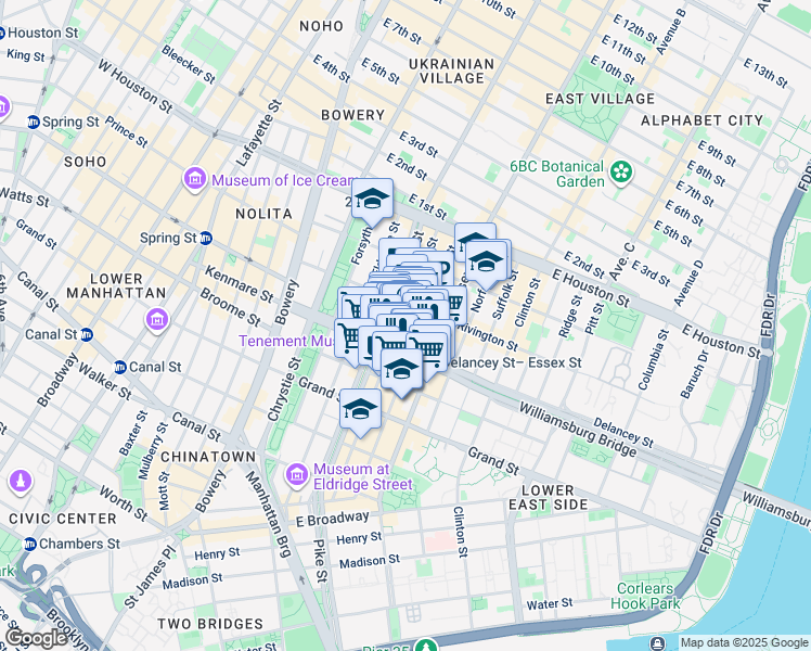 map of restaurants, bars, coffee shops, grocery stores, and more near in New York