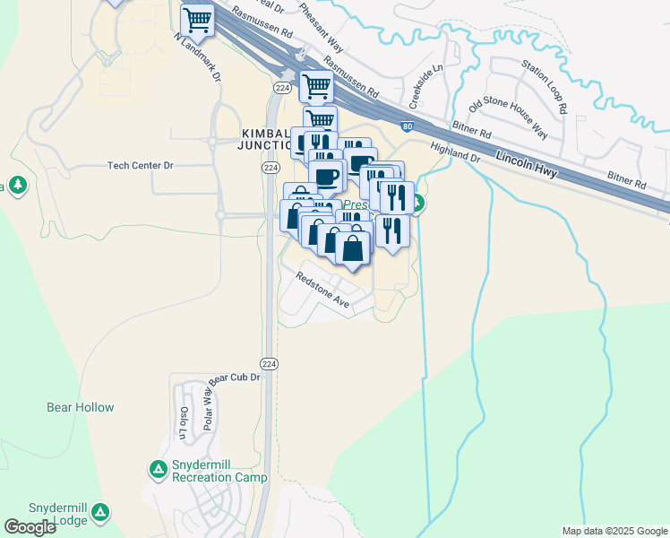 map of restaurants, bars, coffee shops, grocery stores, and more near 6030 Market Street in Park City