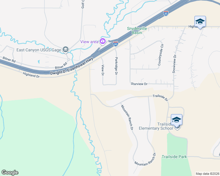 map of restaurants, bars, coffee shops, grocery stores, and more near 107 Ridge Crest Drive in Park City