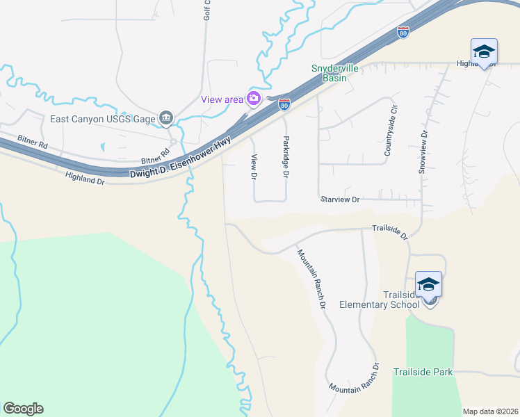 map of restaurants, bars, coffee shops, grocery stores, and more near 107 Ridge Crest Drive in Park City