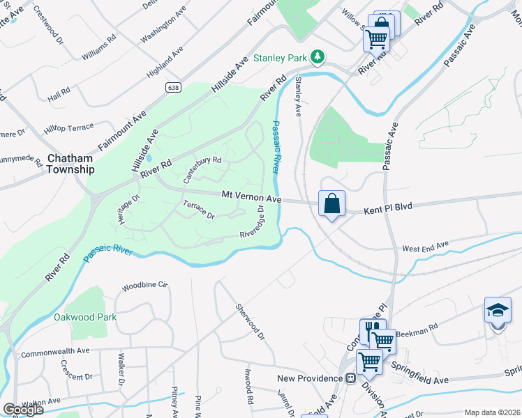map of restaurants, bars, coffee shops, grocery stores, and more near 5 Lexington Court in Chatham Township