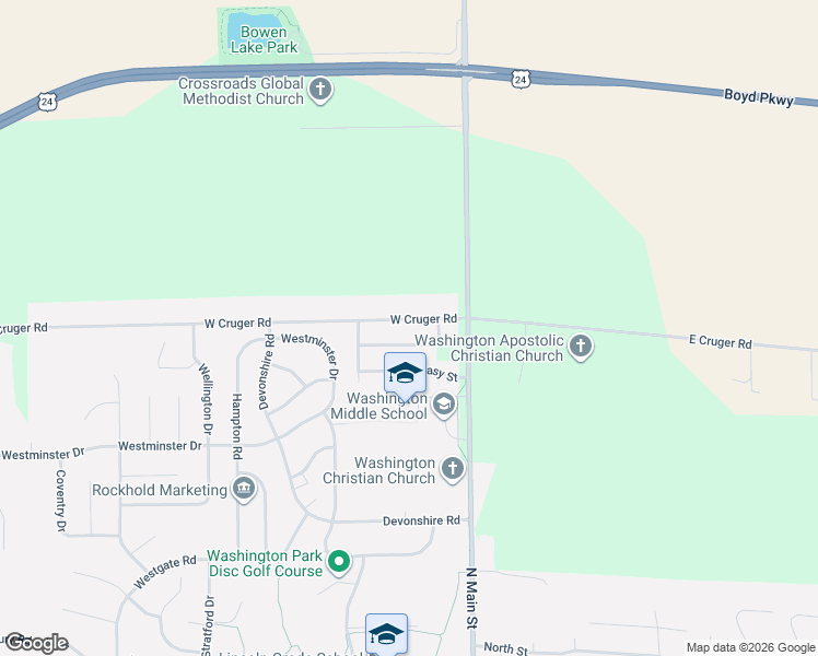 map of restaurants, bars, coffee shops, grocery stores, and more near 138-202 West Cruger Road in Washington