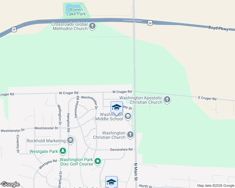 map of restaurants, bars, coffee shops, grocery stores, and more near 138 West Cruger Road in Washington