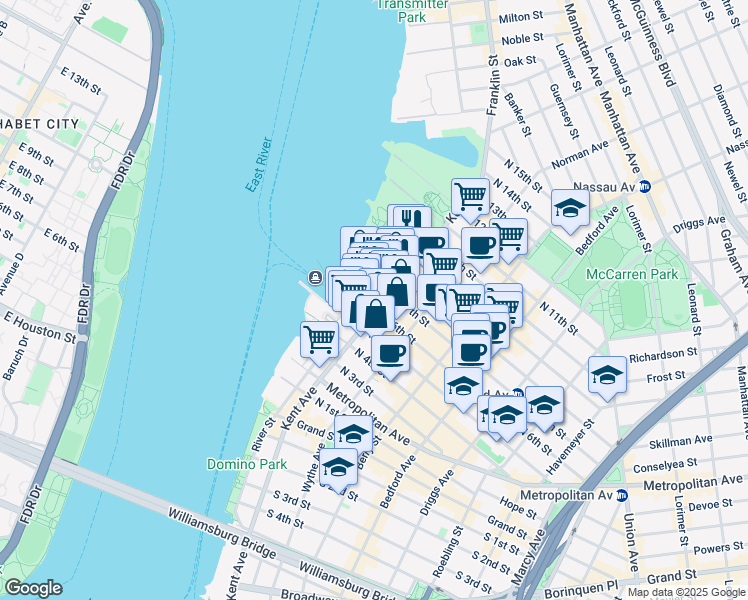 map of restaurants, bars, coffee shops, grocery stores, and more near in Brooklyn
