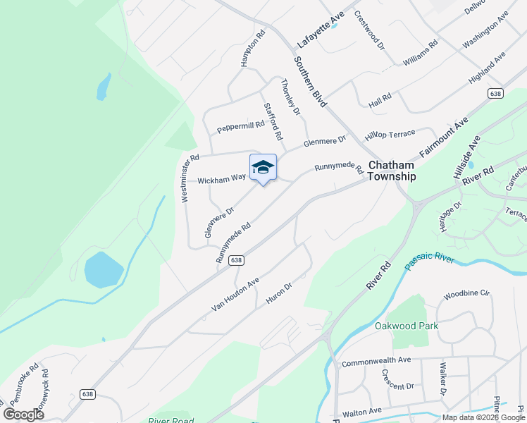 map of restaurants, bars, coffee shops, grocery stores, and more near 73 Glenmere Drive in Chatham Township