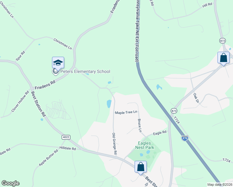 map of restaurants, bars, coffee shops, grocery stores, and more near 6847 Old Grange Road in Slatington