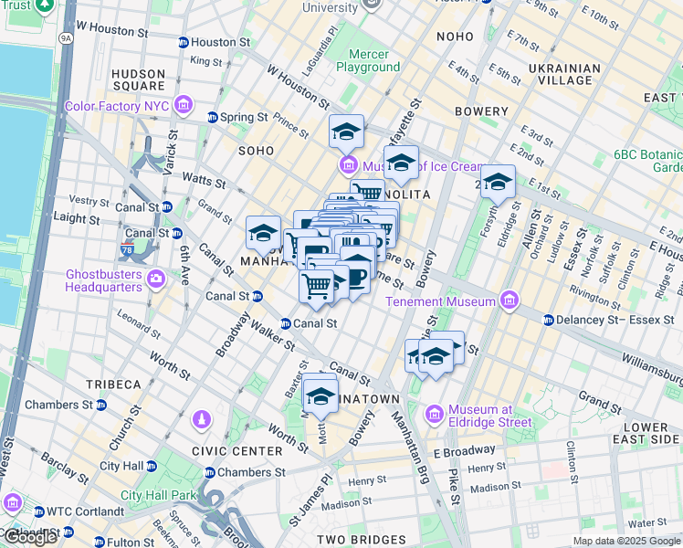 map of restaurants, bars, coffee shops, grocery stores, and more near in New York