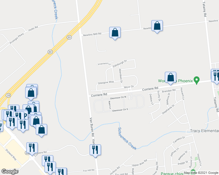 map of restaurants, bars, coffee shops, grocery stores, and more near 90 Moor Drive in Easton