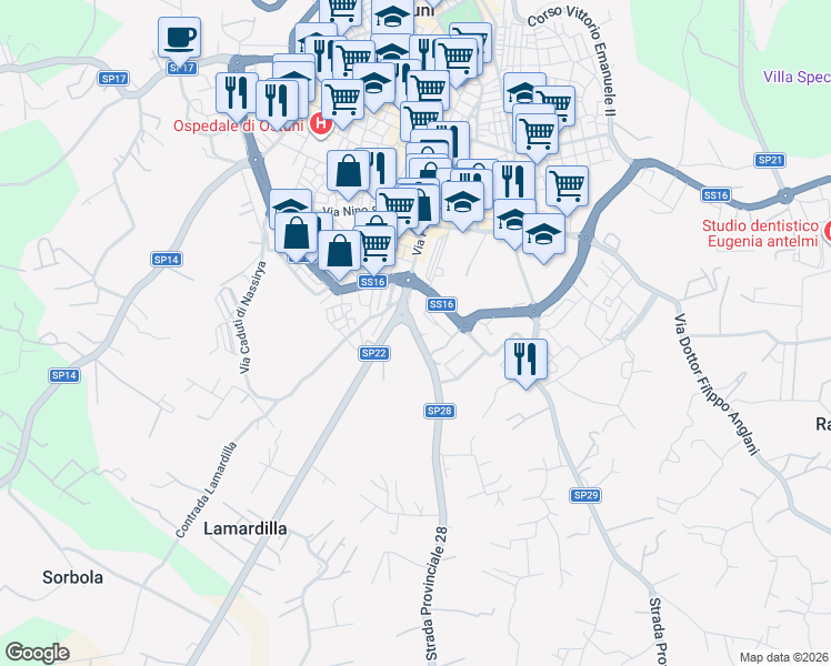 map of restaurants, bars, coffee shops, grocery stores, and more near 3 Strada Provinciale 28 in Ostuni