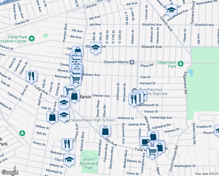 map of restaurants, bars, coffee shops, grocery stores, and more near 88 Fernwood Terrace in Stewart Manor