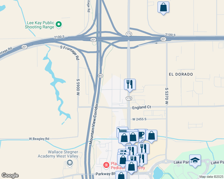 map of restaurants, bars, coffee shops, grocery stores, and more near Lester Street in Salt Lake City