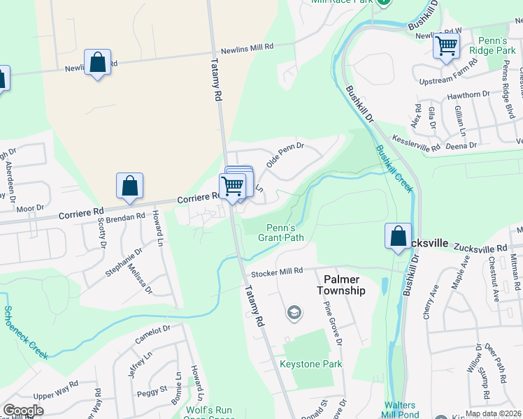 map of restaurants, bars, coffee shops, grocery stores, and more near 38 Corriere Road in Easton