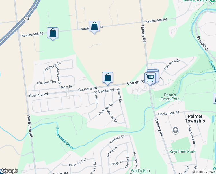 map of restaurants, bars, coffee shops, grocery stores, and more near 2210 Corriere Road in Easton