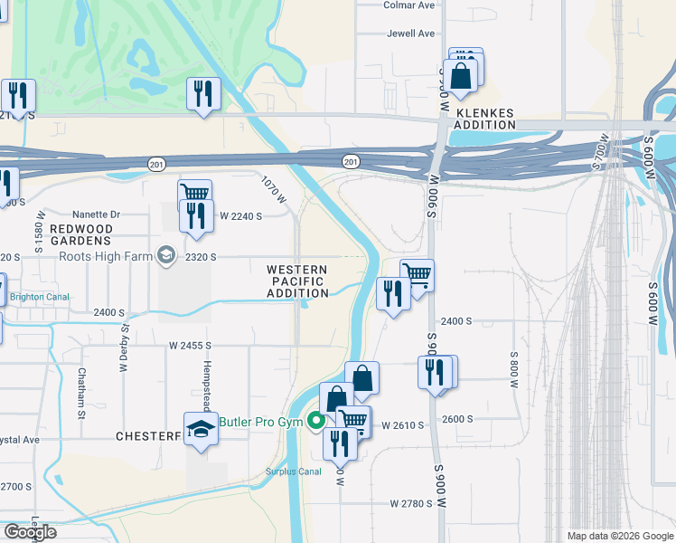 map of restaurants, bars, coffee shops, grocery stores, and more near 1031 Cesar Chavez Drive in West Valley City