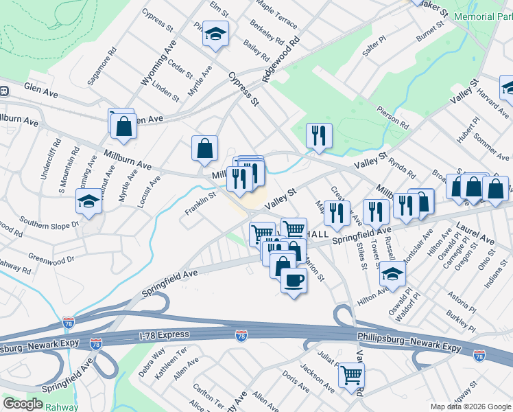 map of restaurants, bars, coffee shops, grocery stores, and more near in 