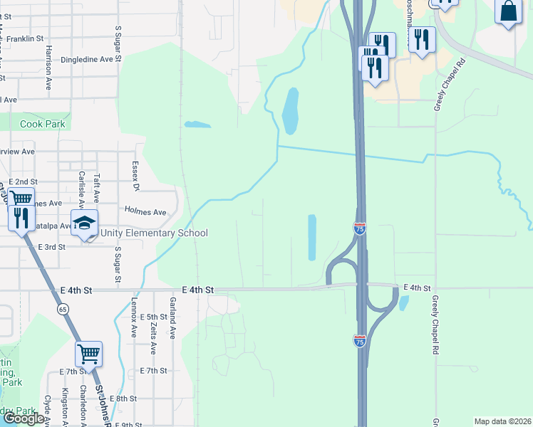 map of restaurants, bars, coffee shops, grocery stores, and more near 1309 Glenn Avenue in Lima