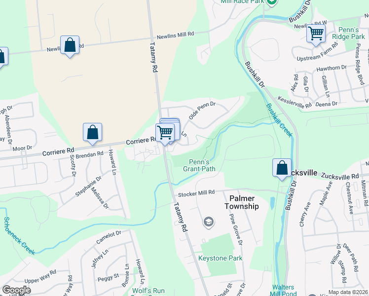 map of restaurants, bars, coffee shops, grocery stores, and more near 38 Corriere Road in Easton