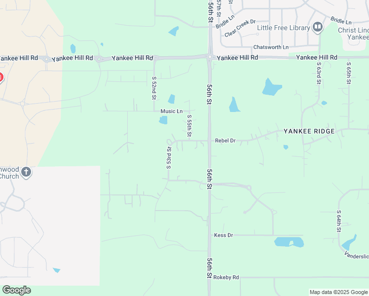 map of restaurants, bars, coffee shops, grocery stores, and more near 5401 Rebel Drive in Lincoln