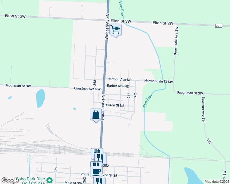 map of restaurants, bars, coffee shops, grocery stores, and more near 215 Superior St NE in Brewster