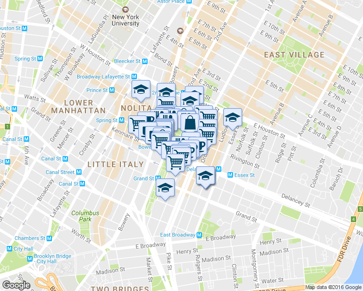 map of restaurants, bars, coffee shops, grocery stores, and more near 171a Chrystie Street in New York