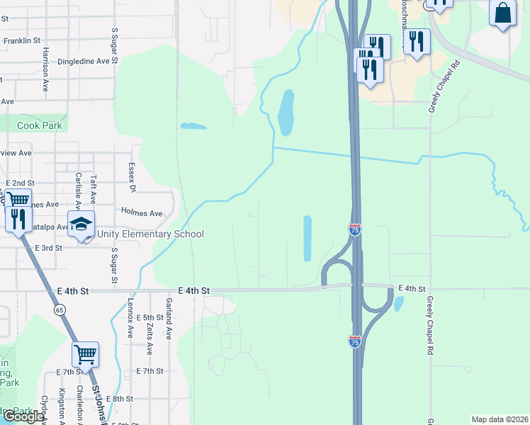 map of restaurants, bars, coffee shops, grocery stores, and more near 1309 Glenn Avenue in Lima