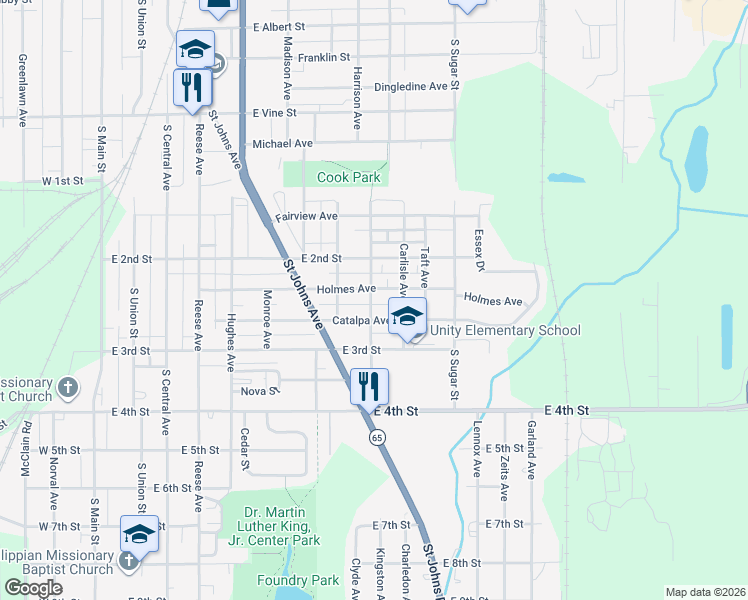 map of restaurants, bars, coffee shops, grocery stores, and more near 808 Holmes Avenue in Lima