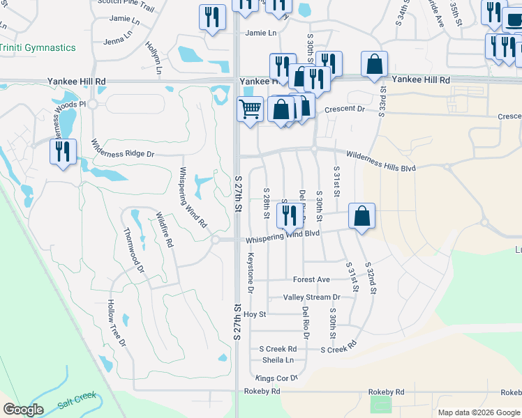 map of restaurants, bars, coffee shops, grocery stores, and more near 9101 South 28th Street in Lincoln