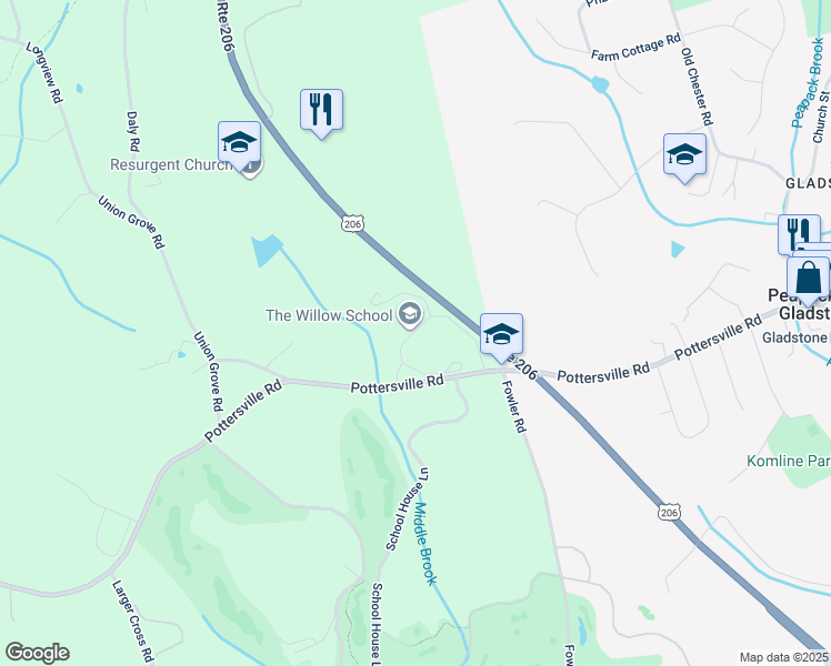 map of restaurants, bars, coffee shops, grocery stores, and more near 1150 Pottersville Road in Bedminster