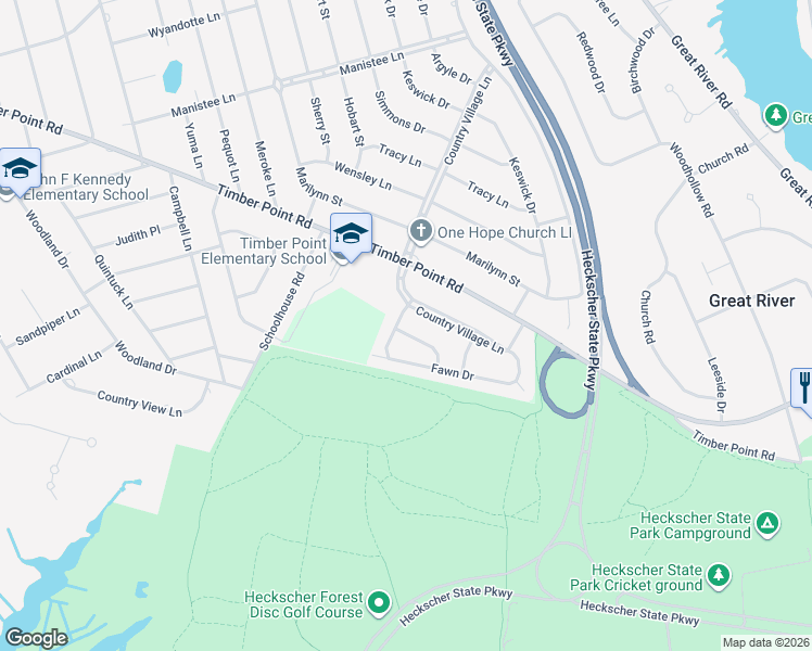 map of restaurants, bars, coffee shops, grocery stores, and more near 5 Alexander Drive in East Islip
