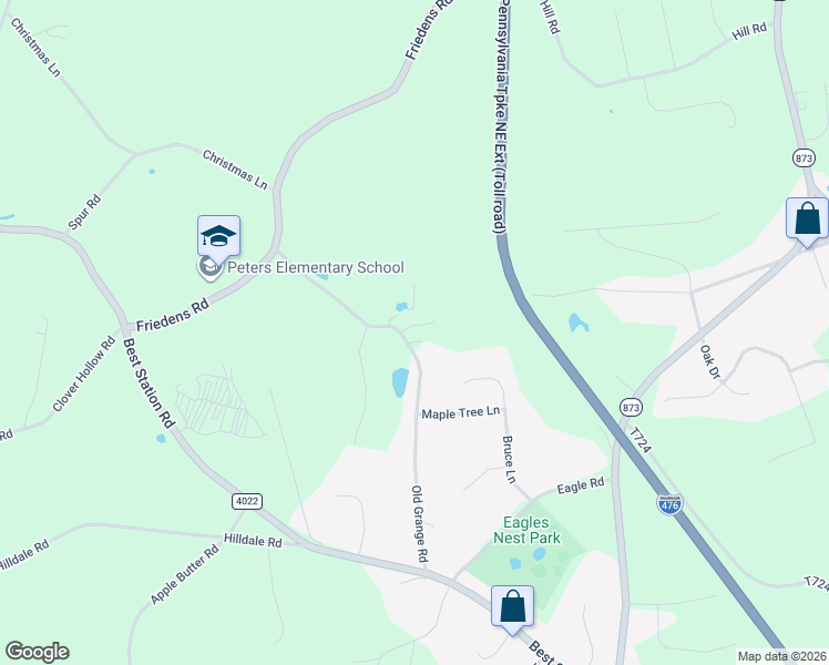 map of restaurants, bars, coffee shops, grocery stores, and more near 6847 Old Grange Road in Slatington