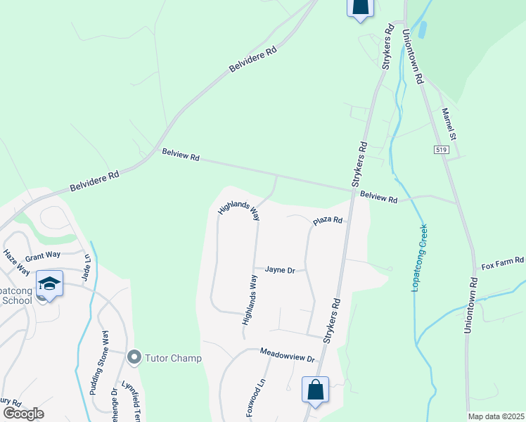 map of restaurants, bars, coffee shops, grocery stores, and more near 46 Highlands Way in Phillipsburg