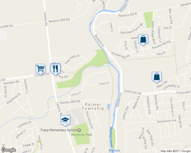 map of restaurants, bars, coffee shops, grocery stores, and more near 242 Lewis Circle in Easton