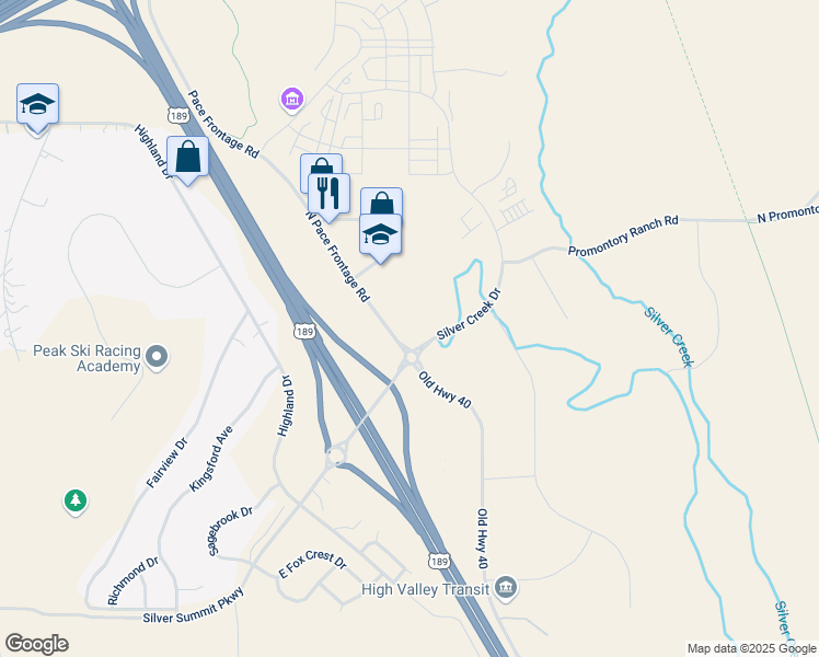 map of restaurants, bars, coffee shops, grocery stores, and more near 6065 Silver Creek Drive in Park City