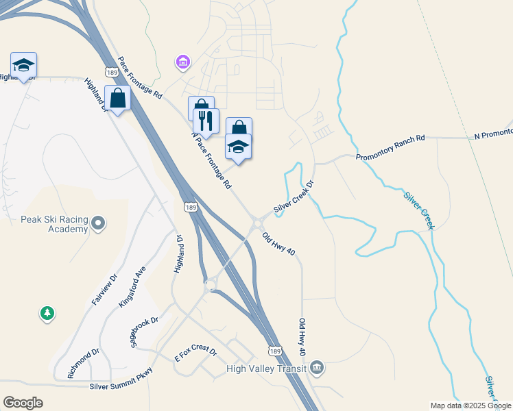 map of restaurants, bars, coffee shops, grocery stores, and more near 6065 Silver Creek Drive in Park City