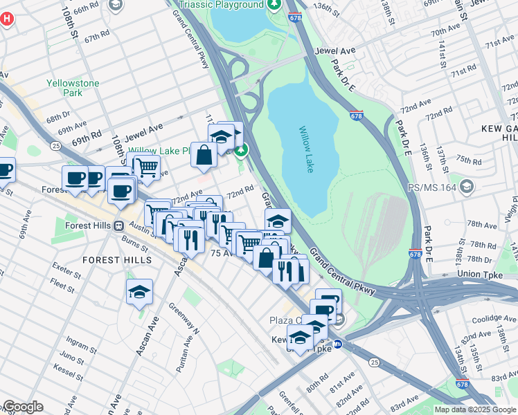 map of restaurants, bars, coffee shops, grocery stores, and more near in Queens