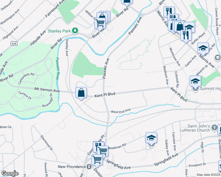 map of restaurants, bars, coffee shops, grocery stores, and more near 8 Carleen Court in Summit