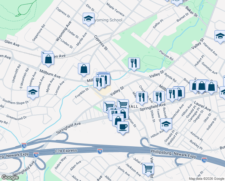 map of restaurants, bars, coffee shops, grocery stores, and more near in Union