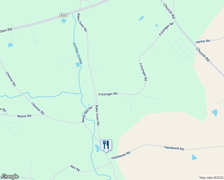 map of restaurants, bars, coffee shops, grocery stores, and more near 5777 Fritzinger Road in Germansville