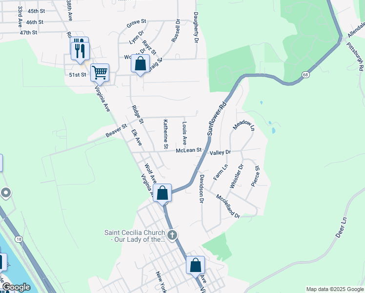 map of restaurants, bars, coffee shops, grocery stores, and more near 742 McLean St in Rochester