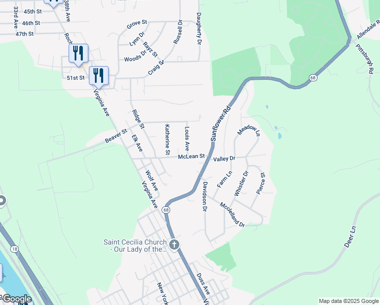 map of restaurants, bars, coffee shops, grocery stores, and more near 742 McLean Street in Rochester