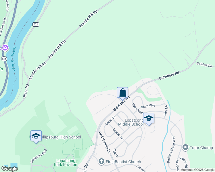 map of restaurants, bars, coffee shops, grocery stores, and more near 2 Mountain View Road in Phillipsburg