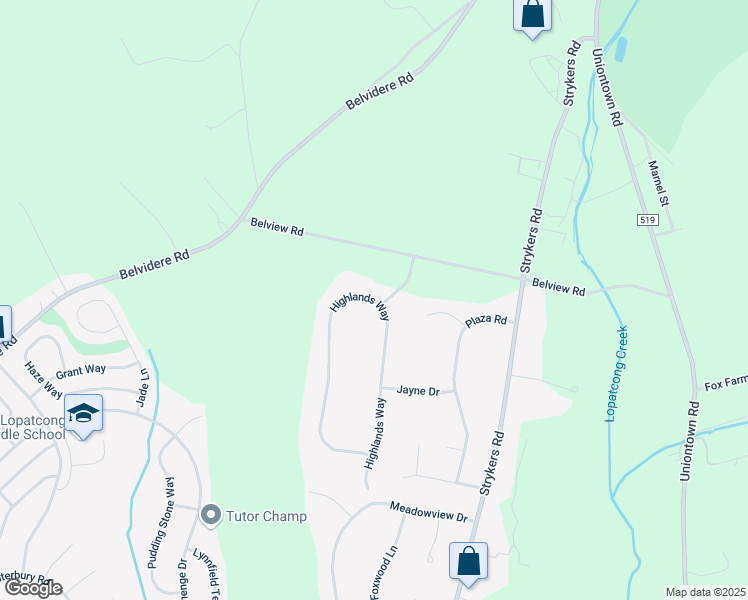 map of restaurants, bars, coffee shops, grocery stores, and more near 46 Highlands Way in Phillipsburg