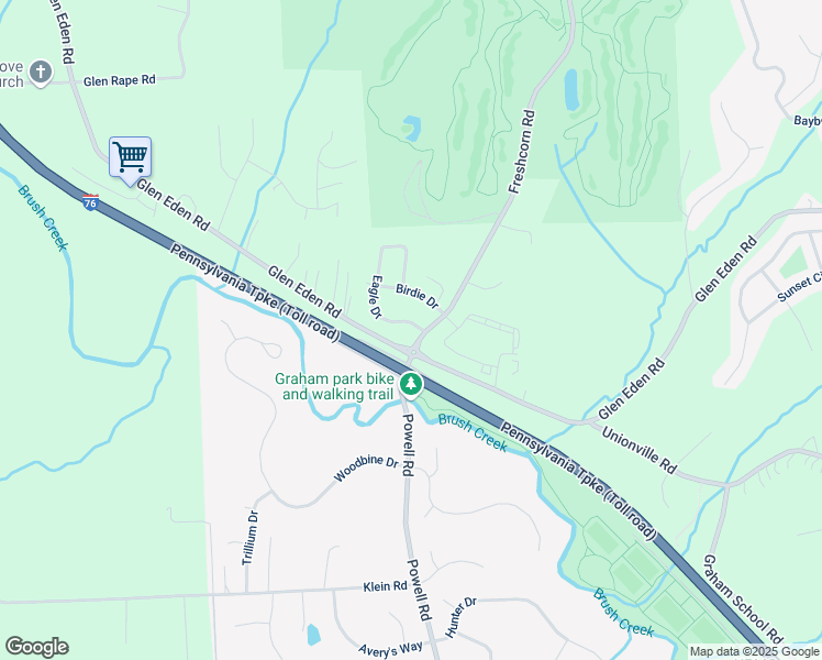 map of restaurants, bars, coffee shops, grocery stores, and more near 205 Eagle Drive in Cranberry Township