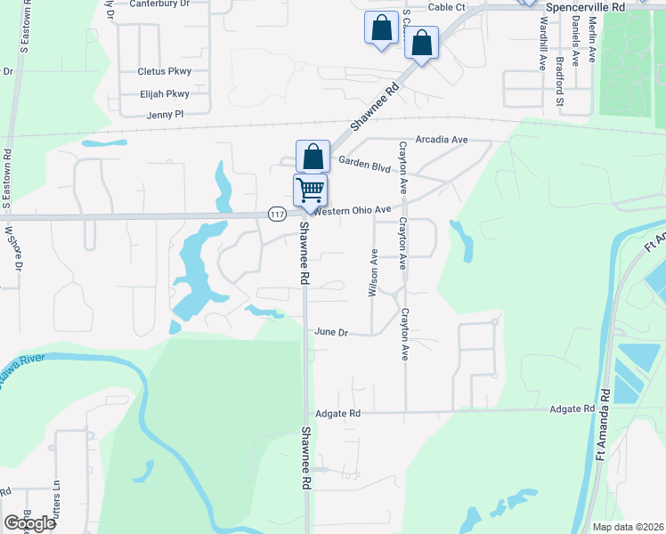 map of restaurants, bars, coffee shops, grocery stores, and more near 2528 Glen Arbor Drive in Lima