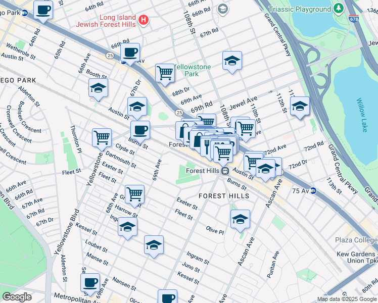 map of restaurants, bars, coffee shops, grocery stores, and more near in Queens