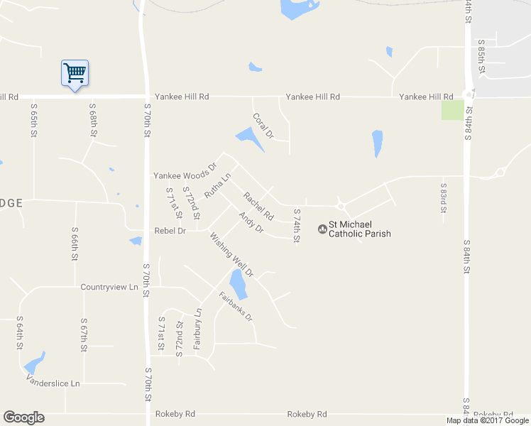 map of restaurants, bars, coffee shops, grocery stores, and more near 7361 Rachel Road in Lincoln