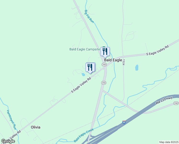 map of restaurants, bars, coffee shops, grocery stores, and more near 13524 South Eagle Valley Road in Tyrone