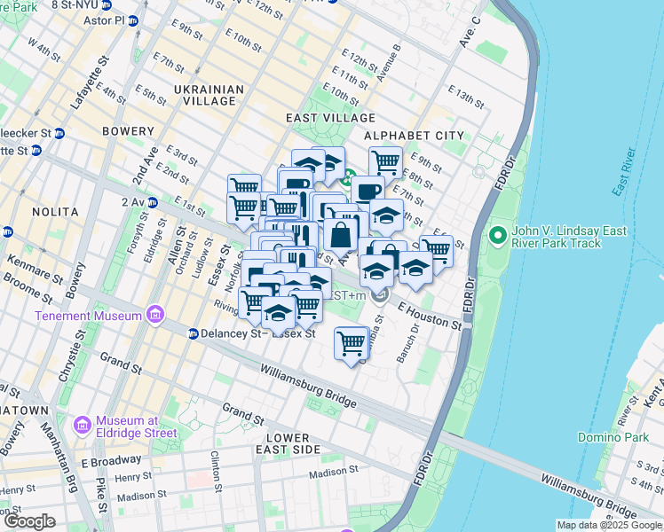 map of restaurants, bars, coffee shops, grocery stores, and more near in New York