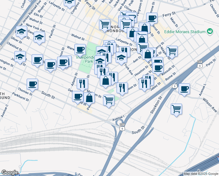 map of restaurants, bars, coffee shops, grocery stores, and more near 436 Chestnut Street in Newark