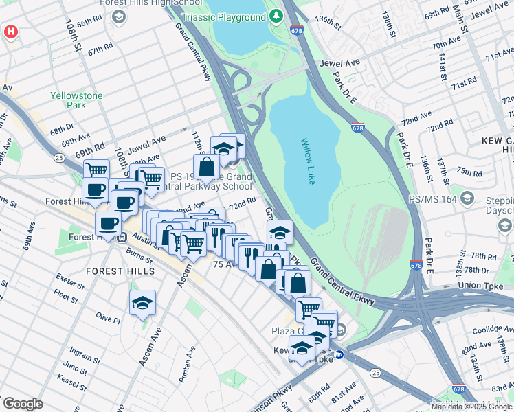 map of restaurants, bars, coffee shops, grocery stores, and more near in Queens